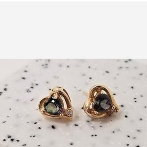 10k Gold Aurora Borealis Stud Earrings